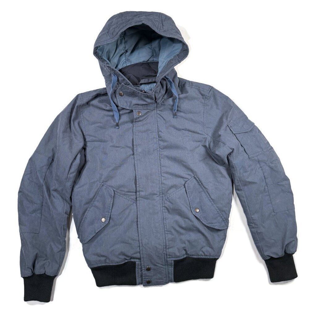 L.O.G.G Label of Graded Goods Jacket‎ Mens Small Blue Hooded H&M Winter Puffer